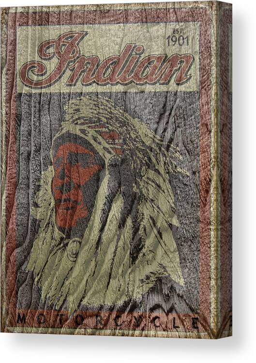 Indian Motorcycle Poster Textured Canvas Print featuring the photograph Indian Motorcycle PosterTextured by Wes and Dotty Weber
