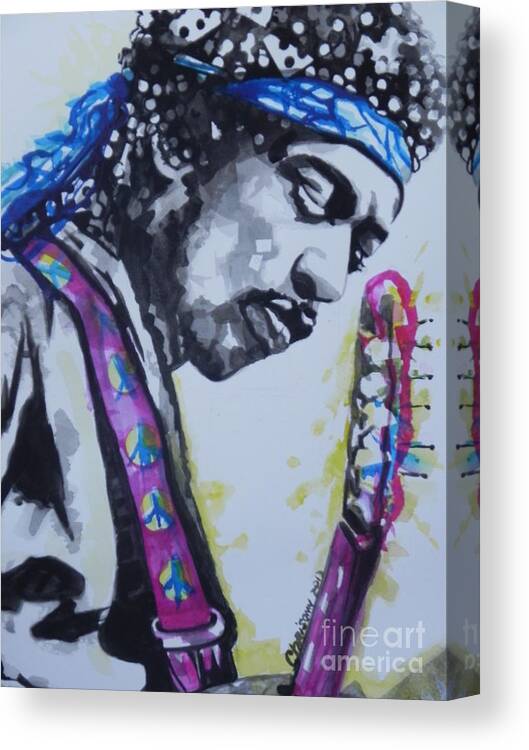 Watercolor Painting Canvas Print featuring the painting Jimi Hendrix 02 by Chrisann Ellis