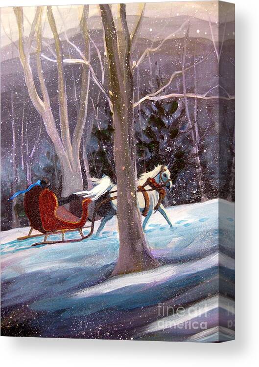 Sleigh Ride Canvas Print featuring the painting Jingle Bells A by Gretchen Allen