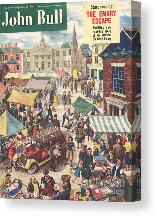 1950s Canvas Print featuring the drawing John Bull 1950 1950s Uk Markets Day by The Advertising Archives