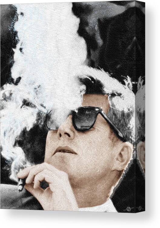 President Canvas Print featuring the painting John F Kennedy Cigar and Sunglasses by Tony Rubino