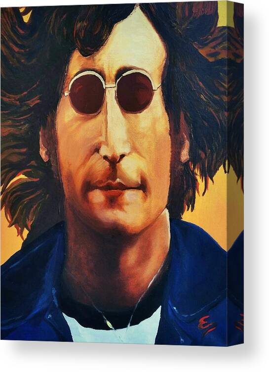 John Lennon Paintings Canvas Print featuring the painting John Lennon  by Edward Pebworth