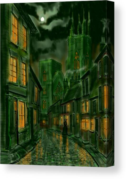 Ipad Canvas Print featuring the painting Kirkgate and Bridlington Priory by Moonlight by Glenn Marshall