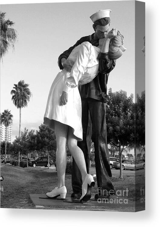 Art Canvas Print featuring the photograph Kissing Sailor And Nurse by Christiane Schulze Art And Photography