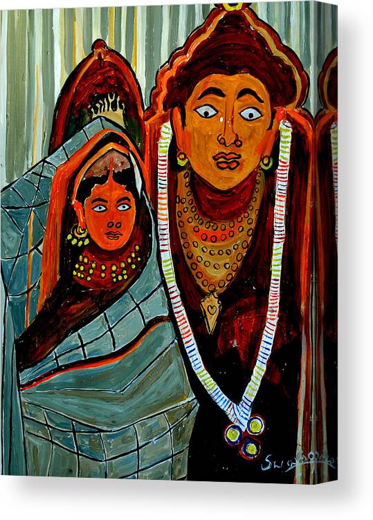 Paintings In Acrylics And Oils On --- Indian Saints Canvas Print featuring the painting Krishna and Radha by Anand Swaroop Manchiraju