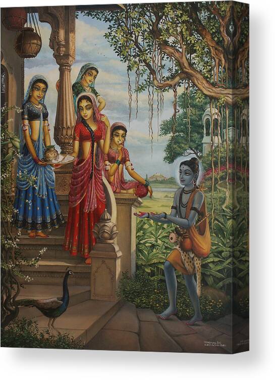 Krishna Canvas Print featuring the painting Krishna as Shaiva sanyasi by Vrindavan Das