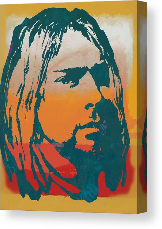 Art Drawing Sharcoal.ketch Portrait Canvas Print featuring the drawing Kurt Cobain - stylised pop art poster by Kim Wang