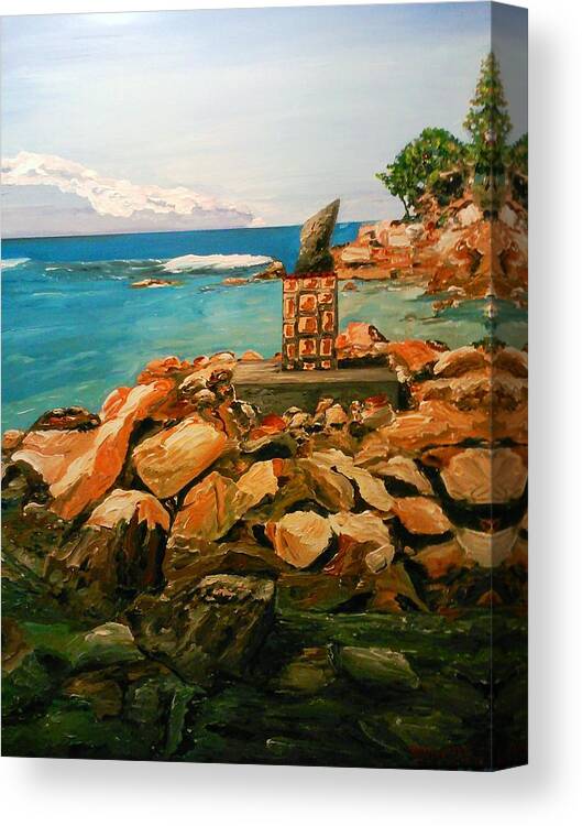 Seascape Canvas Print featuring the painting Labadee Resort by Ray Khalife