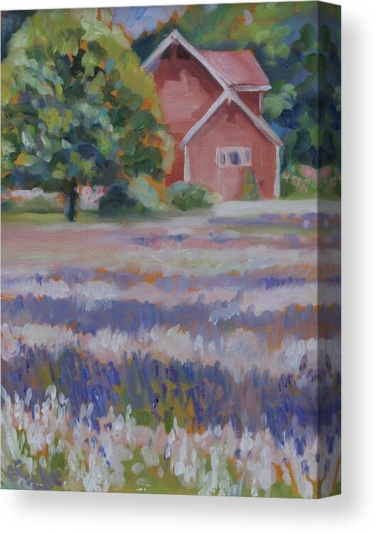Landscape Canvas Print featuring the painting Lavender Fields by Susan Bradbury