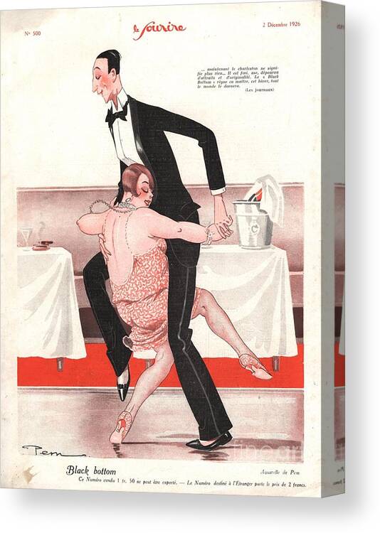 1920s Canvas Print featuring the drawing Le Sourire 1926 1920s France Black by The Advertising Archives