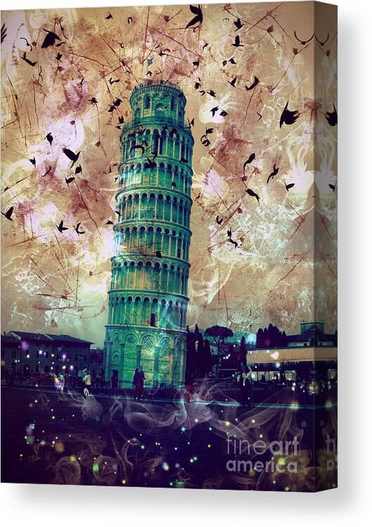 Leaning Tower Of Pisa Canvas Print featuring the digital art Leaning Tower of Pisa 1 by Marina McLain