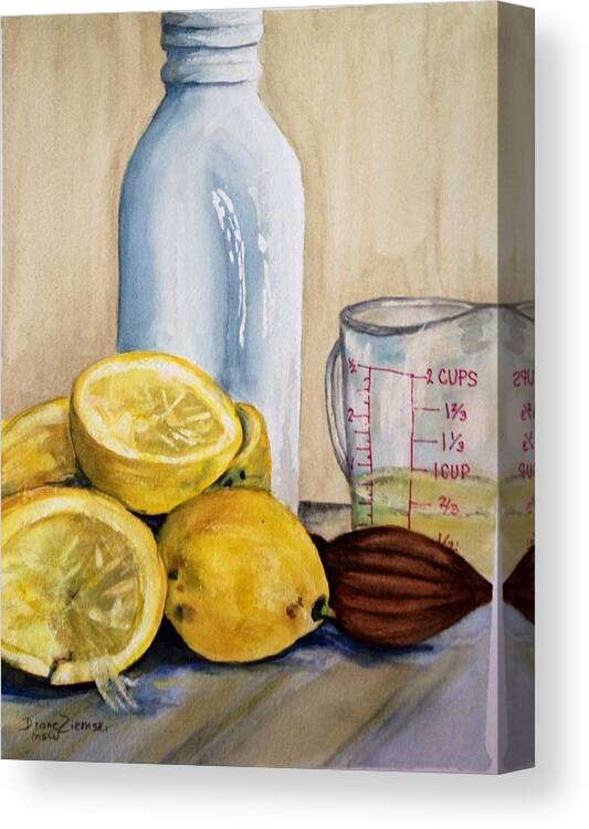 Watercolor Canvas Print featuring the painting Lemonade by Diane Ziemski