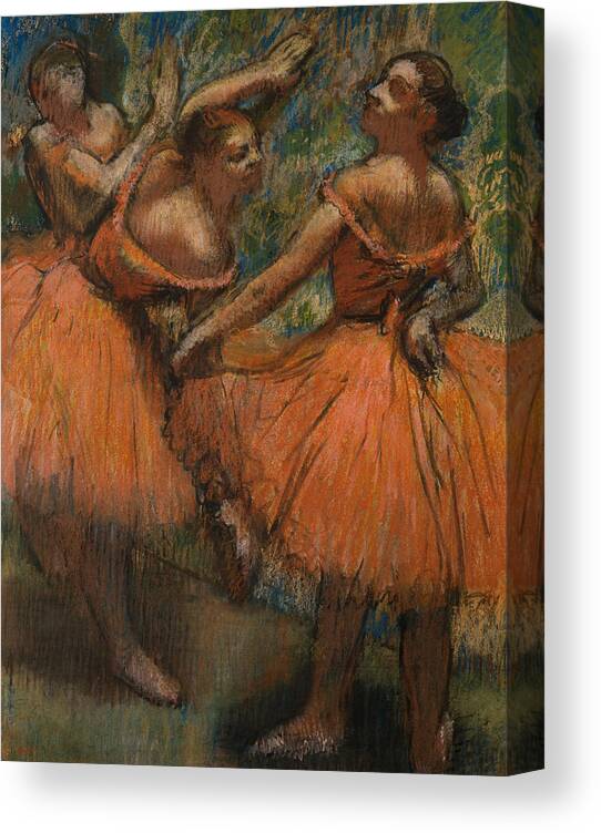 Female Canvas Print featuring the painting Les Jupes Rouge by Edgar Degas
