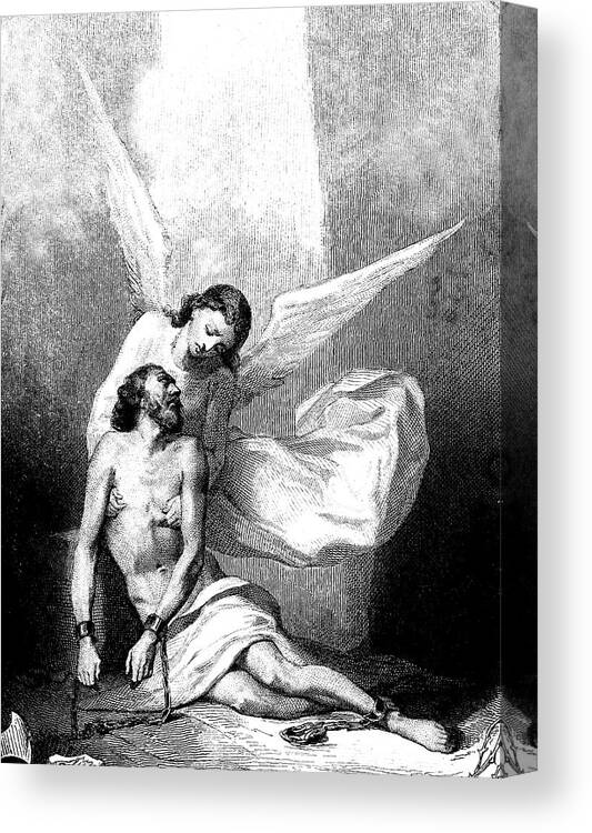 Black And White Canvas Print featuring the photograph Liberation Of Saint Peter by Collection Abecasis/science Photo Library