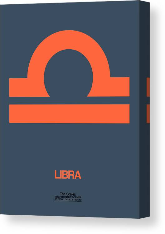 Libra Canvas Print featuring the digital art Libra Zodiac Sign Orange by Naxart Studio