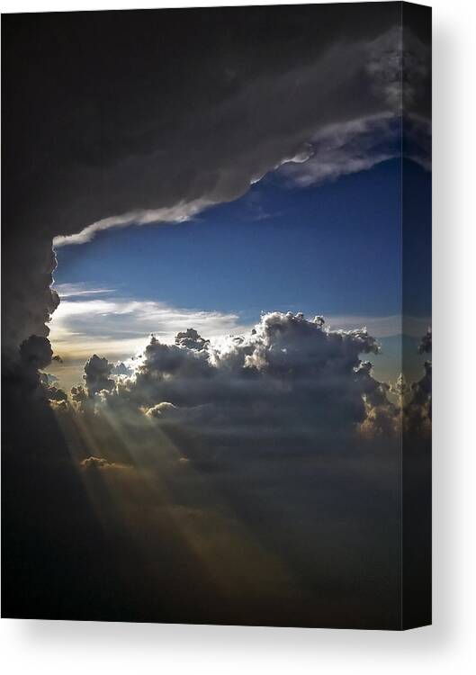 Light Shafts From Thunderstorm Canvas Print featuring the photograph Light Shafts from Thunderstorm by Greg Reed