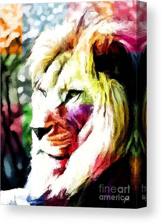 Lion Canvas Print featuring the painting Lion - Leone by - Zedi -