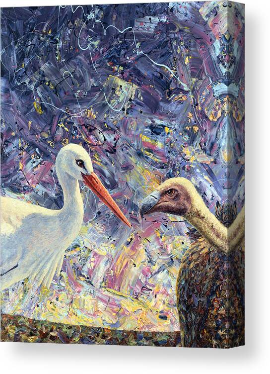 Life Canvas Print featuring the painting Living Between Beaks by James W Johnson