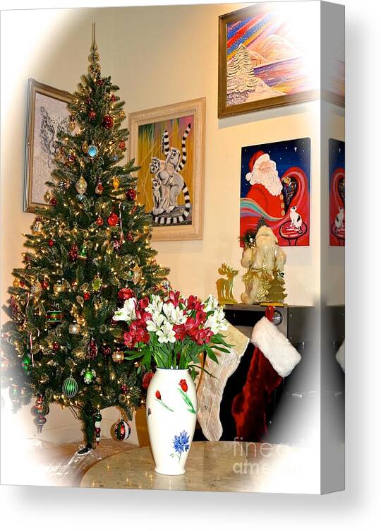 Love In Our Hearts Canvas Print featuring the photograph Love in Our Hearts and Santa in the Corner by Phyllis Kaltenbach