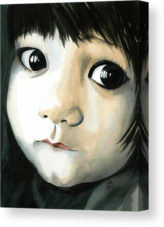 Asian Baby Canvas Print featuring the painting Madi's Eyes by Michal Madison