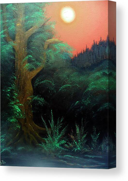 Landscape Canvas Print featuring the painting Magic forest by Sergey Bezhinets