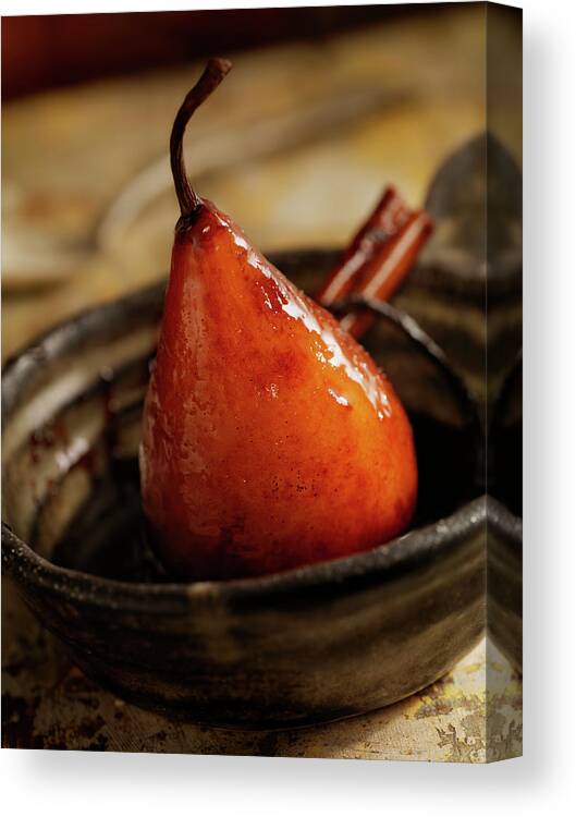 Alcohol Canvas Print featuring the photograph Maple Glazed Poached Pear by Lauripatterson