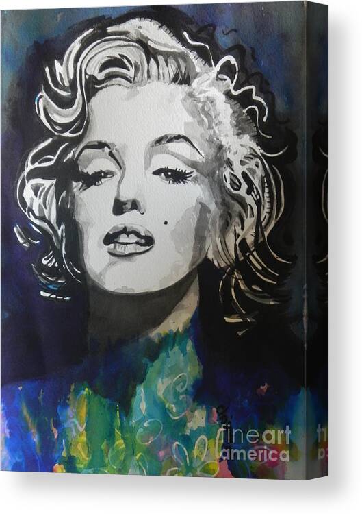 Watercolor Painting Canvas Print featuring the painting Marilyn Monroe..2 by Chrisann Ellis