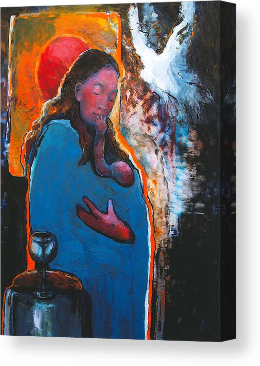 Madonna Canvas Print featuring the painting Mary's Pondering by Daniel Bonnell