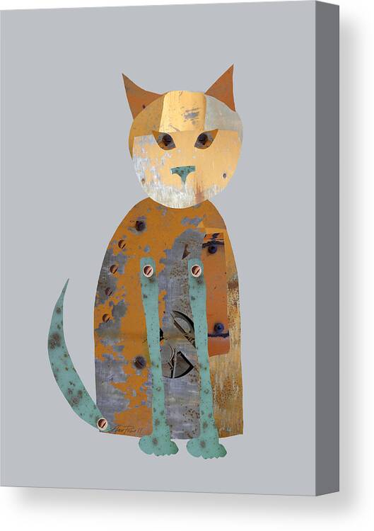 Cat.cats.kitty Canvas Print featuring the digital art Mechanical Cat by Ann Powell