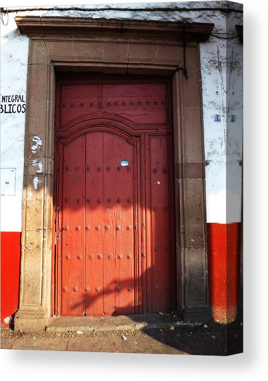 Mexico Canvas Print featuring the photograph Mexican Door 63 by Xueling Zou