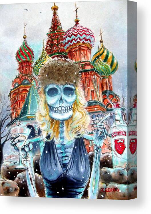Day Of The Dead Canvas Print featuring the painting Mi Vodka by Heather Calderon