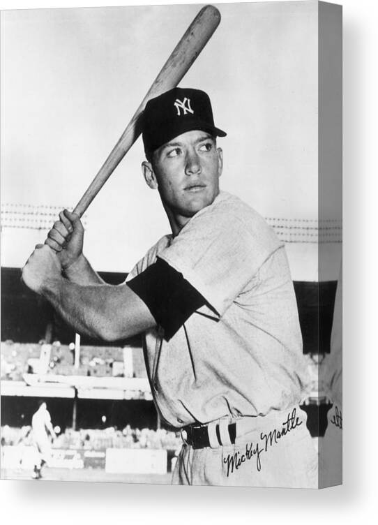 Mickey Canvas Print featuring the photograph Mickey Mantle at-bat by Gianfranco Weiss