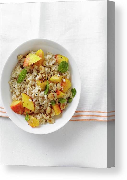 Temptation Canvas Print featuring the photograph Minted Bulgur And Peach Salad by Iain Bagwell