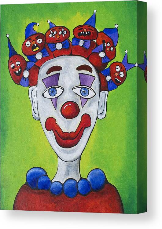 Circus Canvas Print featuring the painting Miss.Curly Clown by Patricia Arroyo