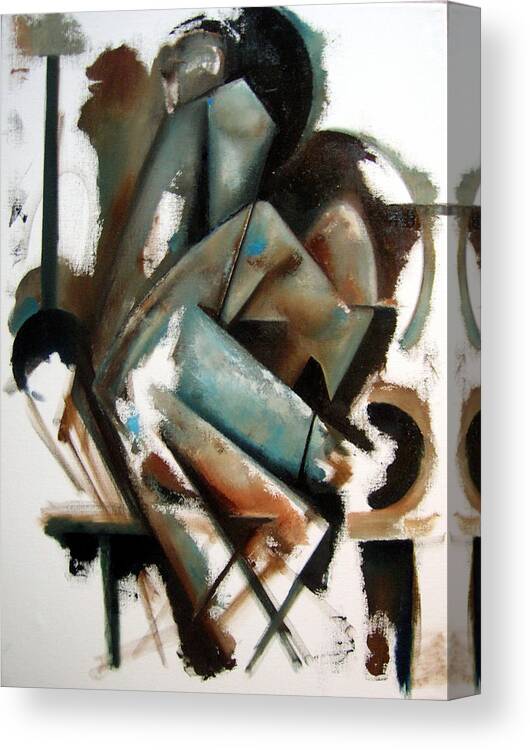Jazz Cubism Thelonious Monk John Coltrane Canvas Print featuring the painting Modus Dualis - process by Martel Chapman