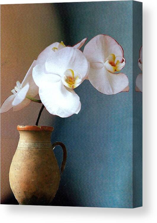 Abstract Canvas Print featuring the mixed media Mom's Orchid by Barbara Bennett