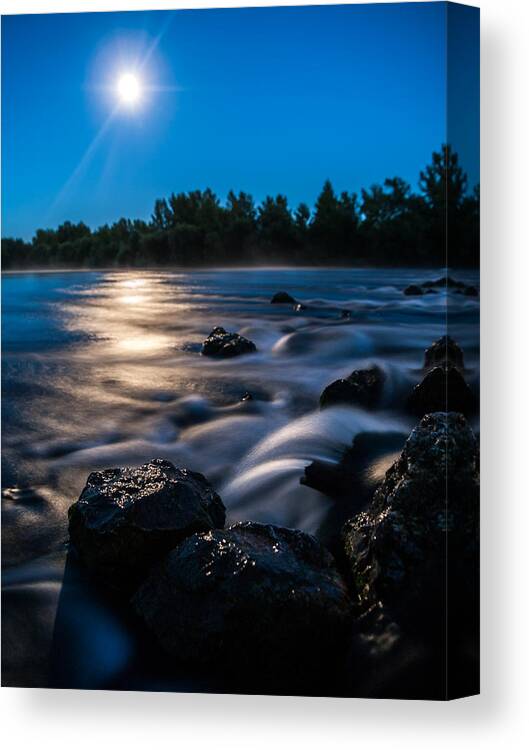 Landscape Canvas Print featuring the photograph Moonlight magic by Davorin Mance