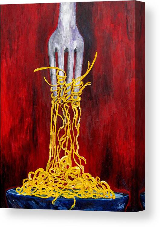 Pasta Canvas Print featuring the painting More Pasta Please by Patti Schermerhorn