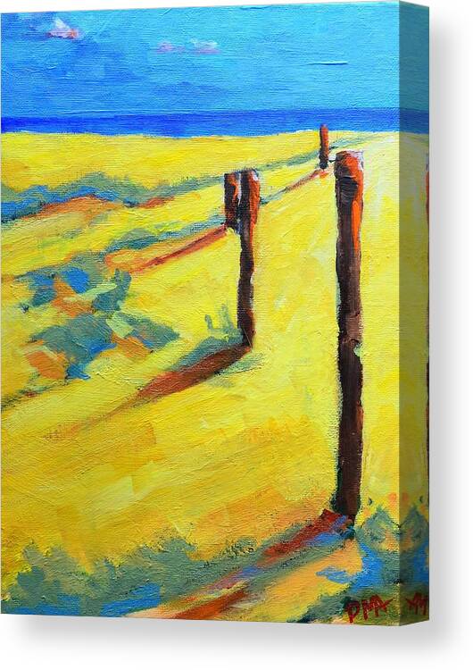 Landscape Art Canvas Print featuring the painting Morning Sun at the Beach by Patricia Awapara