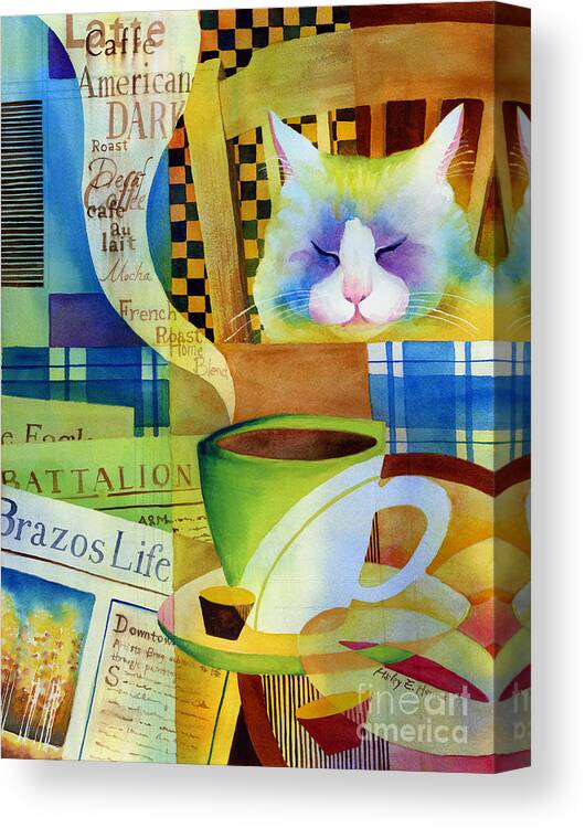 Newspaper Canvas Print featuring the painting Morning Table by Hailey E Herrera