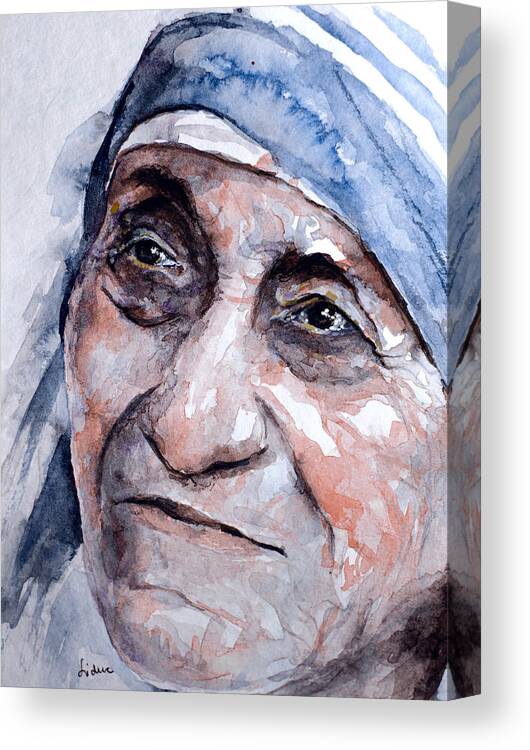 Theresa Canvas Print featuring the painting Mother Theresa watercolor by Laur Iduc