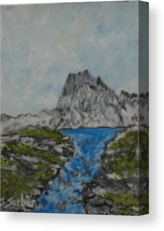 Mountains Canvas Print featuring the painting Mountain Stream by Suzanne Surber