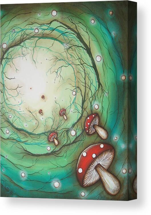 Mushroom Once Upon A Time Canvas Print featuring the painting Mushroom Time Tunel by Krystyna Spink