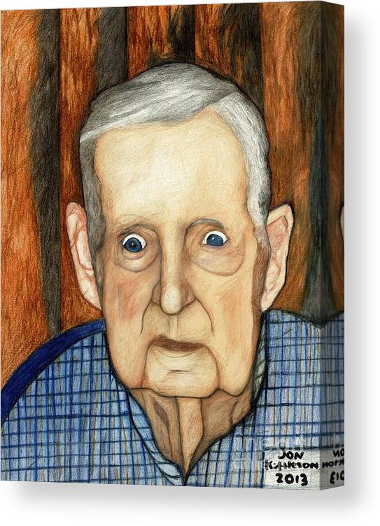 Landscape Portrait Canvas Print featuring the drawing My Late Grandfather by Jon Kittleson