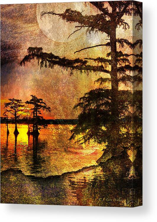J Larry Walker Canvas Print featuring the digital art Mystery Sunrise With Moon by J Larry Walker