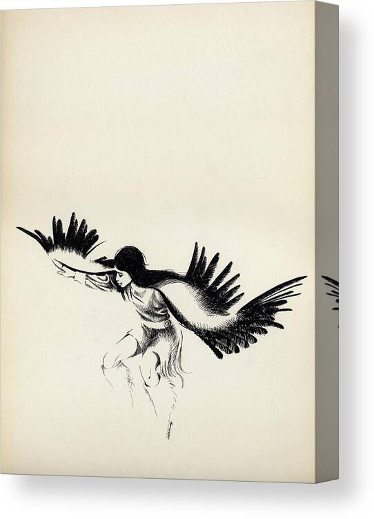 Animal Canvas Print featuring the drawing Native American Dancer by Mamoun Sakkal
