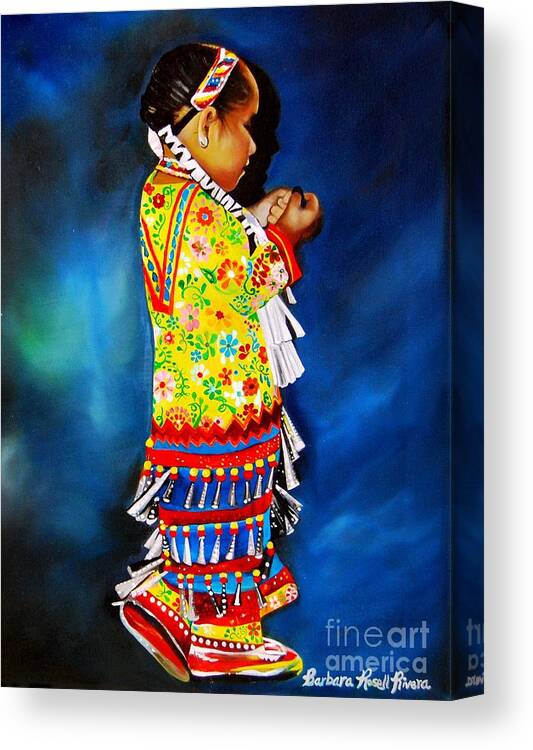 Native American Canvas Print featuring the painting Native Child by Barbara Rivera