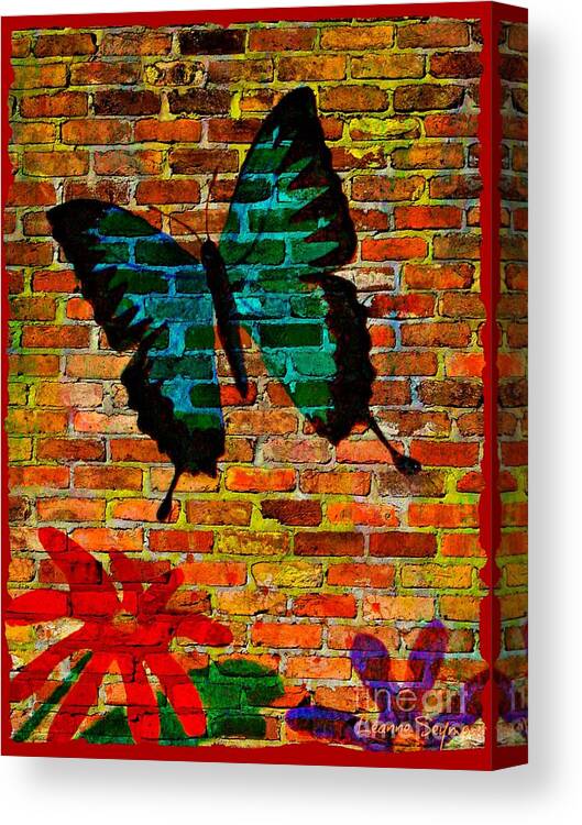 Butterfly. Flowers Canvas Print featuring the mixed media Nature On The Wall by Leanne Seymour