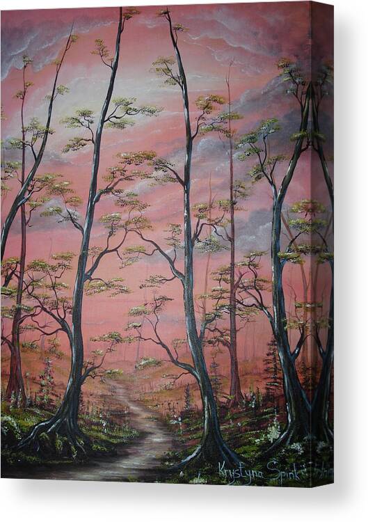 Landscape Canvas Print featuring the painting New Beginnings by Krystyna Spink