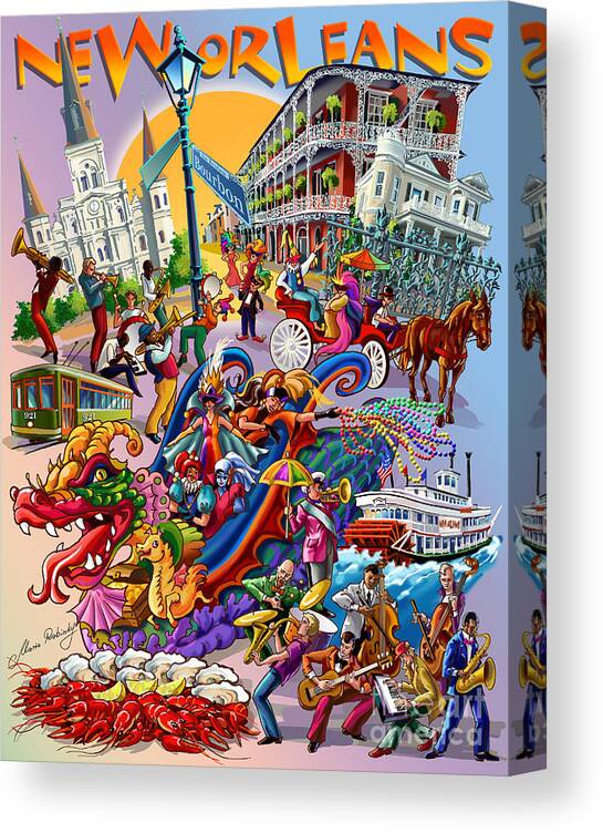 New Orleans Canvas Print featuring the digital art New Orleans in color by Maria Rabinky